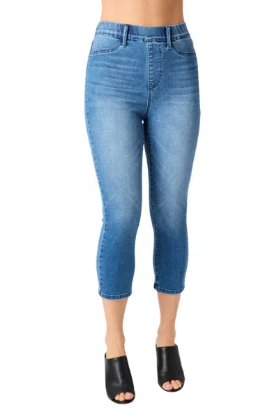 JUDY BLUE HIGH WAIST PULL ON CAPRI DENIM IN BLUE