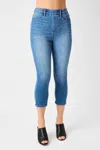 Judy Blue High Waist Pull On Denim Jeans In Cool Capri
