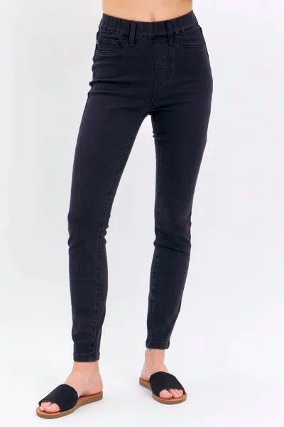 Judy Blue High Waist Pull On Shield Pockets Skinny Jeans In Black