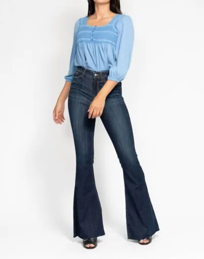Judy Blue High Waist Raw Hem Flare Jeans In Blue