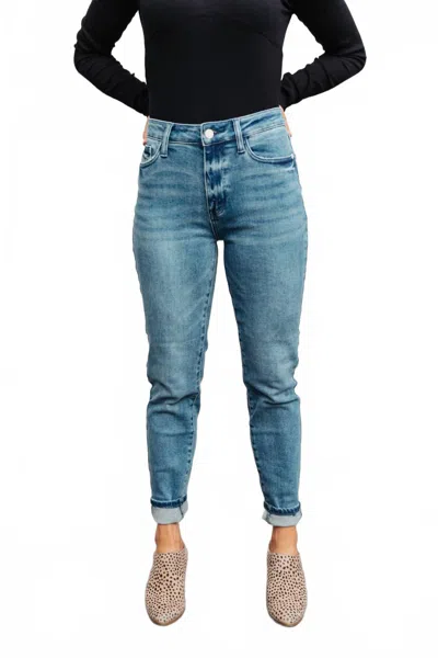 Judy Blue High Waist Relaxed Fit Non Distressed Jeans In Blue