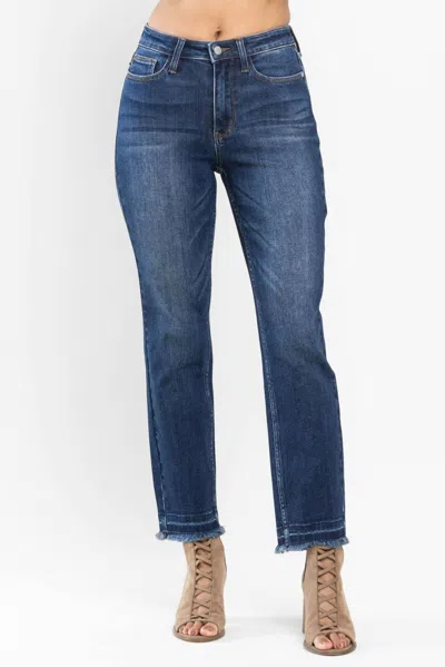 Judy Blue High Waist Release Hem Non Distressed Slim Jeans In Medium Wash In Multi