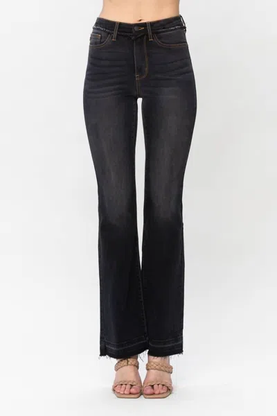 Judy Blue High Waist Released Hem Slim Bootcut Denim Jeans In Black