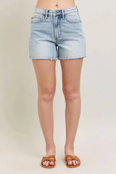 Judy Blue High Waist Ridged Magic Shorts In Light In Blue