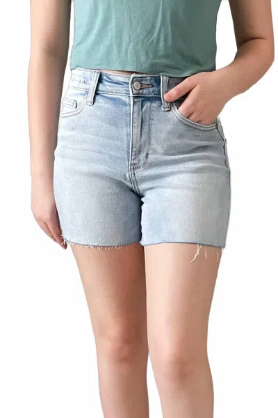 Judy Blue High Waist Shorts With Destroy At Back In Light Wash In Blue