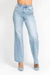 Judy Blue High Waist Side Seam Insert Detail Retro Wide Leg Jeans In Blue