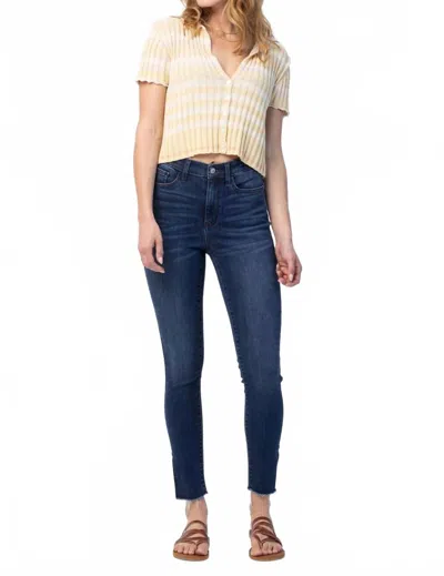 Judy Blue High Waist Side Slit Skinny Jeans In Denim In Blue