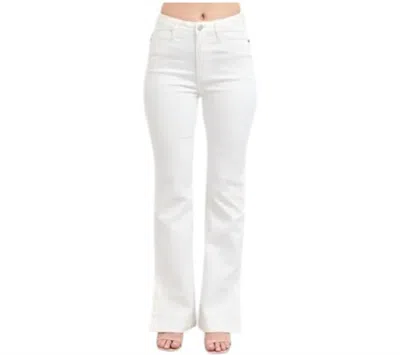 Judy Blue High Waist Side Slit Slim Boot Jeans In White
