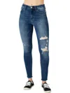 JUDY BLUE HIGH WAIST SKINNY DESTROYED JEANS IN DARK BLUE