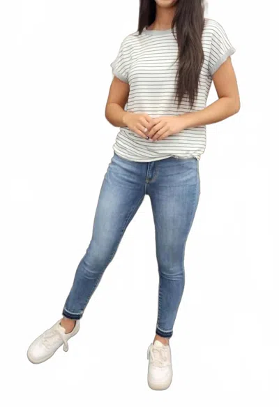 Judy Blue High Waist Skinny Side Slit Jeans In Blue In Pattern