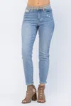Judy Blue High Waist Slim Fit Jeans In Light Wash/cheetah Camo In Multi