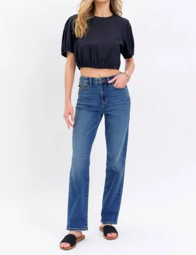 Judy Blue High Waist Straight Fit Jeans In Dark Wash