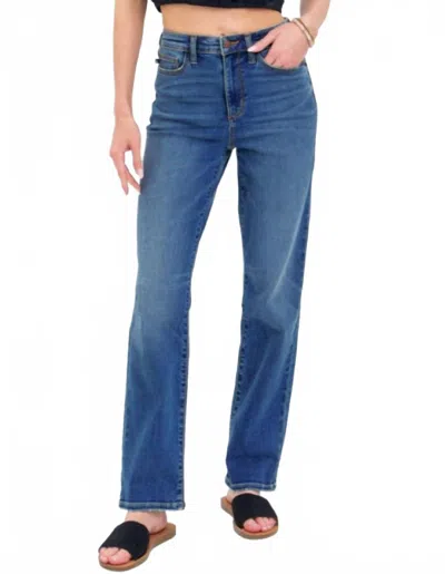 Judy Blue High Waist Straight Jeans In Medium Wash In Blue