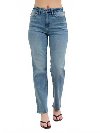 Judy Blue High Waist Straight Leg Fit Jean In Medium Wash In Blue