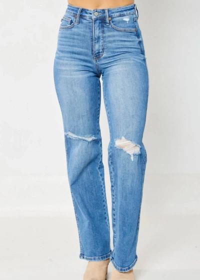 Judy Blue High Waist Straight Leg Jean In Medium Blue