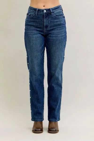 Judy Blue High Waist Straight Leg Jeans In Dark Blue
