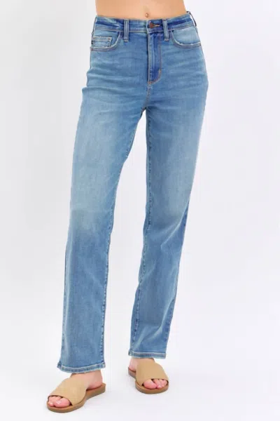 Judy Blue High Waist Straight Leg Jeans In Light Wash In Blue