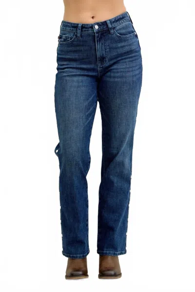 Judy Blue High Waist Straight Studded Jeans In Blue