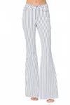 Judy Blue High Waist Super Flare Pin Stripe Jean In White In Blue