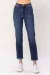 JUDY BLUE HIGH WAIST SUSTAINABLE COOL DENIM CUFFED BOYFRIEND JEANS IN BLUE