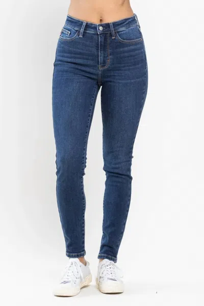 Judy Blue High Waist Thermal Skinny Jean In Dark Wash In Blue