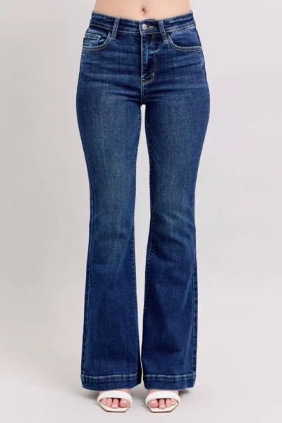 Judy Blue High Waist Trouser Flare Jeans In Medium Wash In Blue