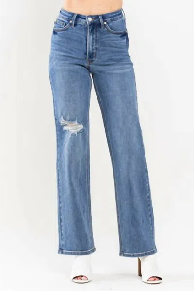 JUDY BLUE HIGH WAIST TUMMY CONTROL 90'S STRAIGHT IN MEDIUM WASH
