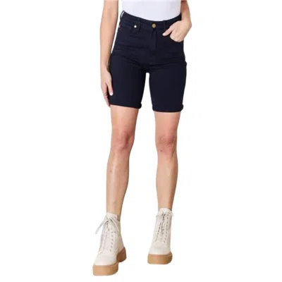 Judy Blue High Waist Tummy Control Bermuda Shorts In Navy In Black