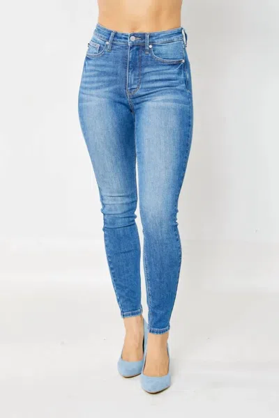 Judy Blue High Waist Tummy Control Classic Skinny Jean In Medium Wash In Multi