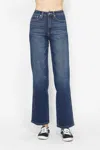 Judy Blue High Waist Tummy Control Classic Straight Leg Jean In Dark Wash In Blue