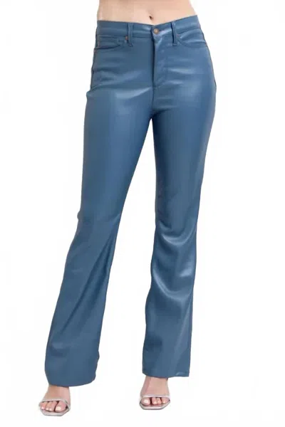 Judy Blue High Waist Tummy Control Faux Leather Bootcut Pants In Slate Blue