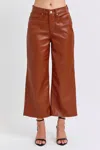 Judy Blue High Waist Tummy Control Faux Leather Jeans In Camel/brown In Multi
