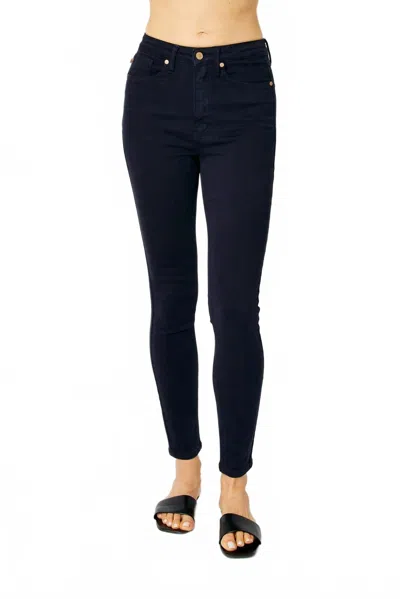Judy Blue High Waist Tummy Control Garment Dyed Skinny Jeans In Navy In Blue