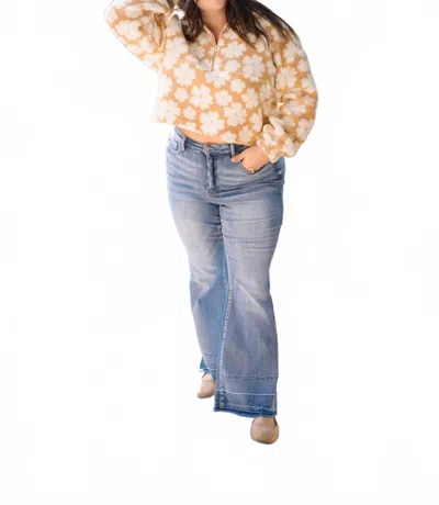 Judy Blue High Waist Tummy Control Release Hem Flare Stretchy Jeans - Plus In Denim In Brown