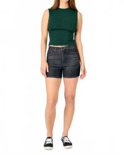 JUDY BLUE HIGH WAIST TUMMY CONTROL SHORTS IN WASHED BLACK