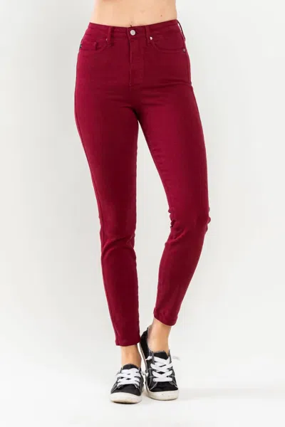 Judy Blue High Waist Tummy Control Skinny Denim Jeans In Scarlet