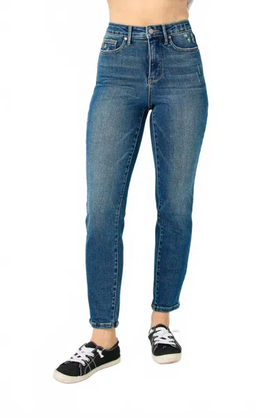 Judy Blue High Waist Tummy Control Slim Jeans In Dark Wash In Blue