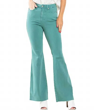 JUDY BLUE HIGH WAIST TUMMY CONTROL WIDE LEG JEANS IN TEAL