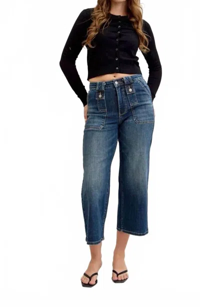 Judy Blue High Waist Utility Pants In Dark Wash In Blue