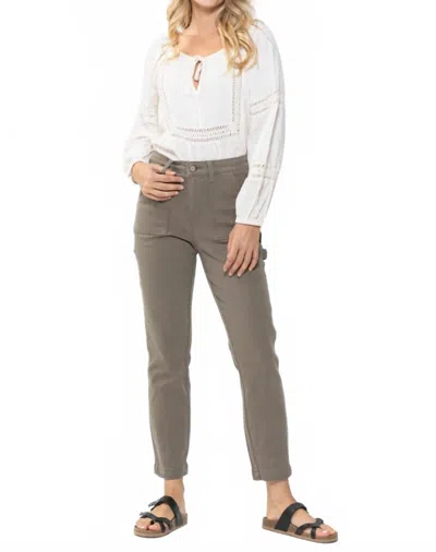 Judy Blue High Waist Utility Slim Fit Jeans In Olive In Gray
