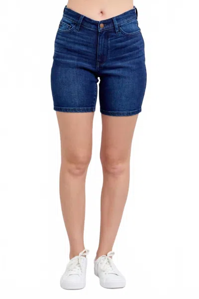 Judy Blue High Waist V-front Bermuda Short In Denim In Blue