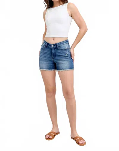 Judy Blue V-front Shield Pocket Shorts In Blue