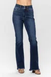 Judy Blue High Waist Vintage Frayed Hem Bootcut Jean In Dark Wash In Blue