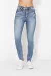 Judy Blue High Waist Vintage Shield Pocket Skinny Jean In Medium Wash In Multi