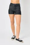 JUDY BLUE HIGH WAIST WASHED SHORTS IN BLACK