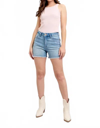 Judy Blue High Waist Western Embroidery Detail Cut Off Denim Short In Blue