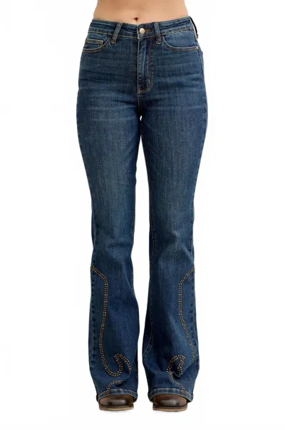 Judy Blue High Waist Western Stud Flare Jeans In Blue