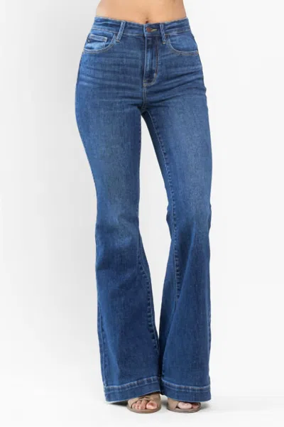 Judy Blue High Waist Wide Hem Flare Jeans In Medium Wash In Multi