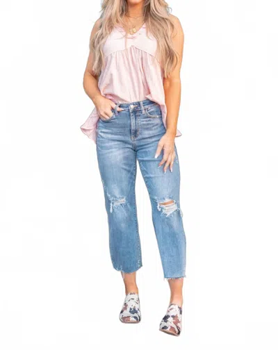 Judy Blue High Waist Wide Leg Crop Denim Jean In Light Blue