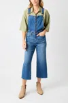 Judy Blue High Waist Wide Leg Crop Overall Jeans In Blue Denim In Blue